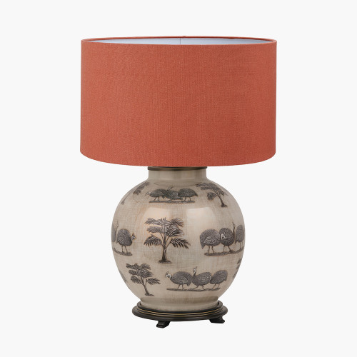Guinea Fowl L Lamp/Henry 40cm tobacco shade