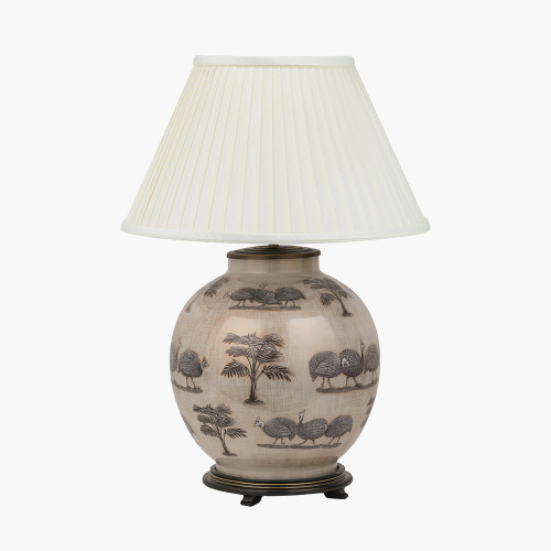 Guinea Fowl L Lamp/bacall 45cm almond shade