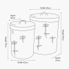 S/2 Grey Kubu Round Linen Baskets