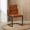 Arlo Vintage Brown Leather and Black Metal Stitched Back Chair