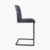 Arlo Ash Black Leather and Black Metal Stitched Back Bar Stool