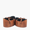 Alessio S/2 Vintage Brown Leather Handled Storage