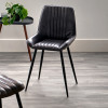 Angelo Ash Black Leather and Black Metal Retro Dining Chair