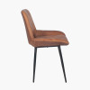 Angelo Vintage Brown Leather and Black Metal Retro Dining Chair