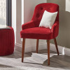 Antoinette Red Velvet and Dark Pine Wood Carver Dining Chair