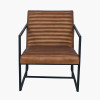 Stefano Natural Brown Leather and Iron Arm Chair
