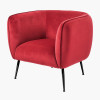 Lucca Red Velvet and Metal Armchair