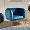Lucca Sapphire Blue Velvet and Metal Armchair