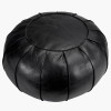 Giona Ash Black Leather Pouffe