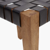 Claudio S/3 Black Leather and Mango Wood Bench and Stools