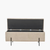 Catania Taupe Teddy Storage Bench with Black Metal Legs