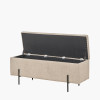 Catania Taupe Teddy Storage Bench with Black Metal Legs