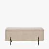 Catania Taupe Teddy Storage Bench with Black Metal Legs