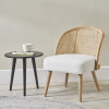 Genoa Bouclé Fabric, Natural Pine Wood and Rattan Chair