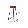 Cosimo Vintage Brown Leather and Black Metal Bar Stool