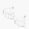 Chiara Natural Chenille and Black Metal Lounging Chair and Footstool