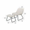Chiara Natural Chenille and Black Metal Lounging Chair and Footstool