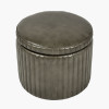 Alessandro Peppercorn Leather Round Storage Pouffe