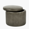Alessandro Peppercorn Leather Round Storage Pouffe
