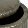 Alessandro Peppercorn Leather Round Storage Pouffe