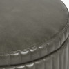 Alessandro Peppercorn Leather Round Storage Pouffe