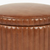 Alessandro Vintage Brown Leather Round Storage Pouffe