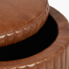 Alessandro Vintage Brown Leather Round Storage Pouffe