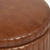 Alessandro Vintage Brown Leather Round Storage Pouffe