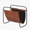 Eliseo Vintage Brown Leather Magazine Rack