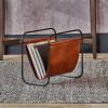 Eliseo Vintage Brown Leather Magazine Rack