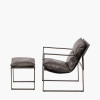 Nico Peppercorn Leather Chair and Footstool