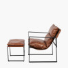 Nico Vintage Brown Leather Chair and Footstool