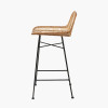 Natural Rattan Core and Black Metal Bar Stool