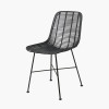 Black Rattan Core and Black Metal Dining Chair