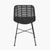 Black Rattan Core and Black Metal Dining Chair