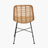 Natural Rattan Core and Black Metal Dining Chair