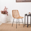 Natural Rattan Core and Black Metal Dining Chair