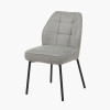 Enya Light Grey Chenille and Black Metal Quilted Back Dining Chair