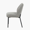 Enya Light Grey Chenille and Black Metal Quilted Back Dining Chair