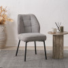 Enya Light Grey Chenille and Black Metal Quilted Back Dining Chair