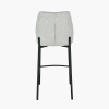 Enya Light Grey Chenille and Black Metal Quilted Back Bar Stool