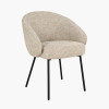 Kelsby Mocha Textured Marl Chenille and Black Metal Tub Dining Chair