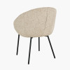 Kelsby Mocha Textured Marl Chenille and Black Metal Tub Dining Chair