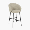 Kelsby Mocha Textured Marl Chenille and Black Metal Tub Bar Stool
