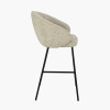 Kelsby Mocha Textured Marl Chenille and Black Metal Tub Bar Stool