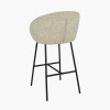 Kelsby Mocha Textured Marl Chenille and Black Metal Tub Bar Stool
