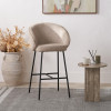 Kelsby Mocha Textured Marl Chenille and Black Metal Tub Bar Stool