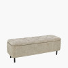 Else Mocha Textured Marl Chenille and Black Metal Buttoned Storage Ottoman