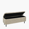 Else Mocha Textured Marl Chenille and Black Metal Buttoned Storage Ottoman