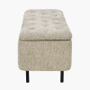 Else Mocha Textured Marl Chenille and Black Metal Buttoned Storage Ottoman